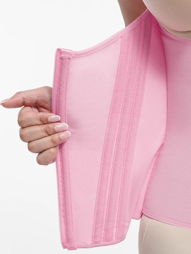 High Compression 15 Built-in Steel Bone Tummy Control Waist Trainer Pink