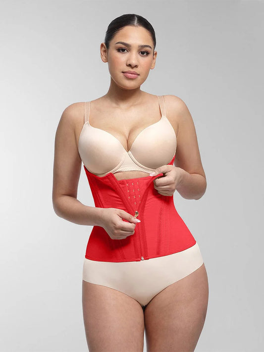 High Compression 15 Built-in Steel Bone Tummy Control Waist Trainer Red