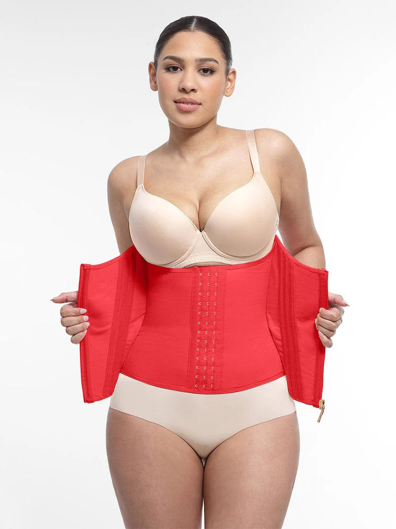 High Compression 15 Built-in Steel Bone Tummy Control Waist Trainer Red