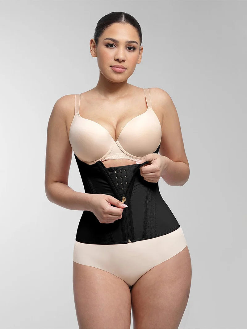 High Compression 15 Built-in Steel Bone Tummy Control Waist Trainer Black