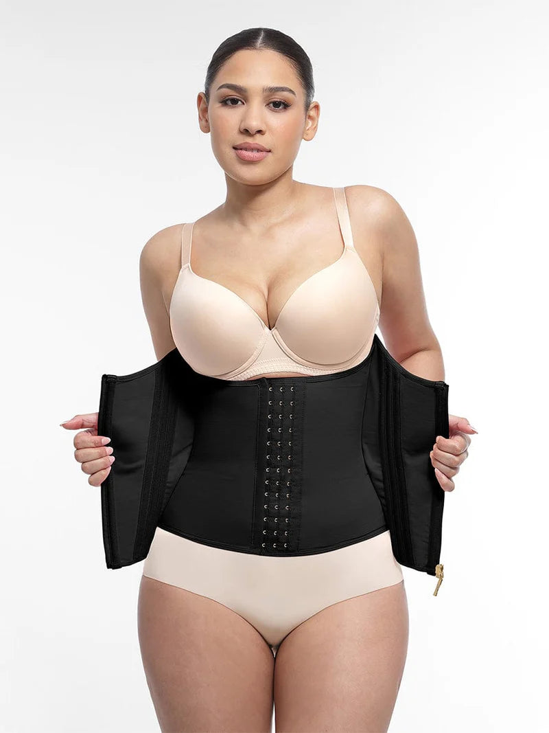 High Compression 15 Built-in Steel Bone Tummy Control Waist Trainer Black