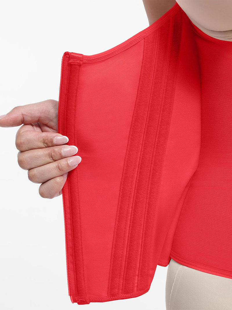 High Compression 15 Built-in Steel Bone Tummy Control Waist Trainer Red