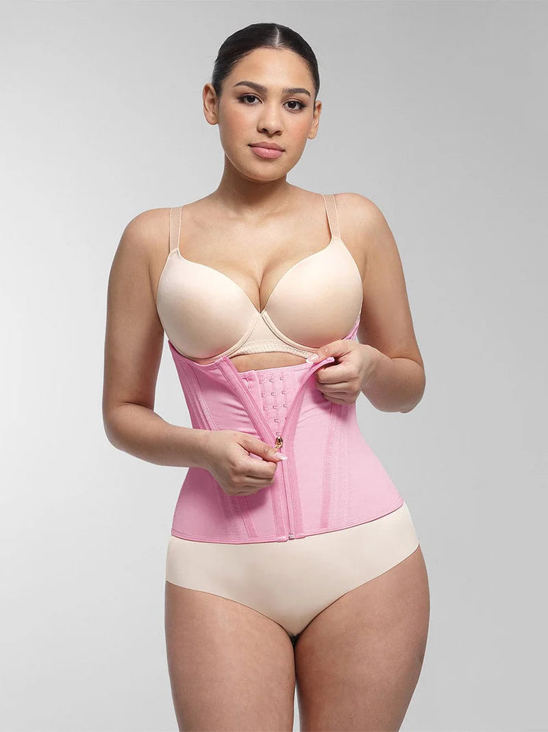 High Compression 15 Built-in Steel Bone Tummy Control Waist Trainer Pink