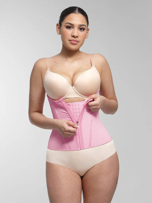 High Compression 15 Built-in Steel Bone Tummy Control Waist Trainer Pink