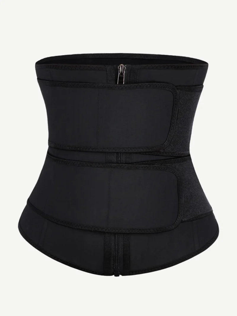 Latex Double Belt Waist Trainer 7 Steel Bones Built-in Clips Inside