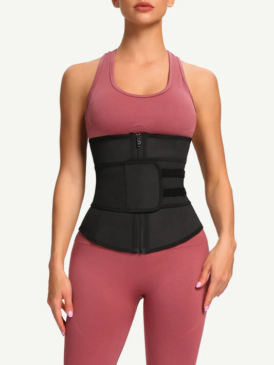 7 Steel Boned  Zipper Latex Waist Trainer with Adjustable Belt