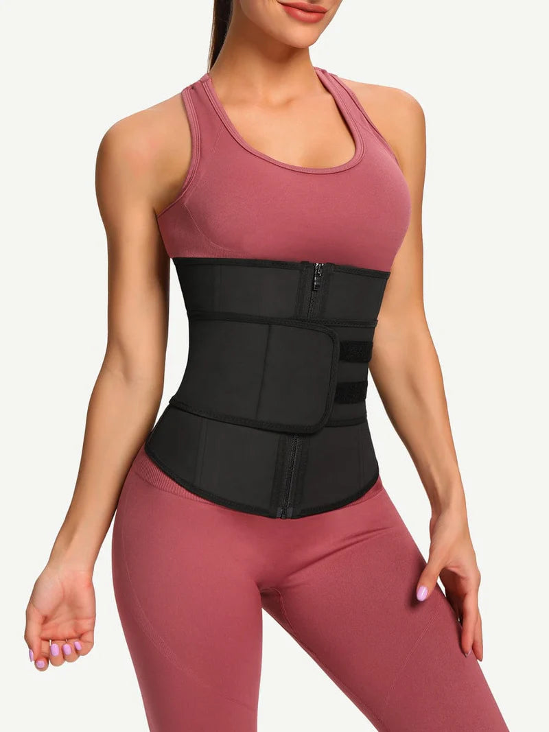 7 Steel Boned  Zipper Latex Waist Trainer with Adjustable Belt