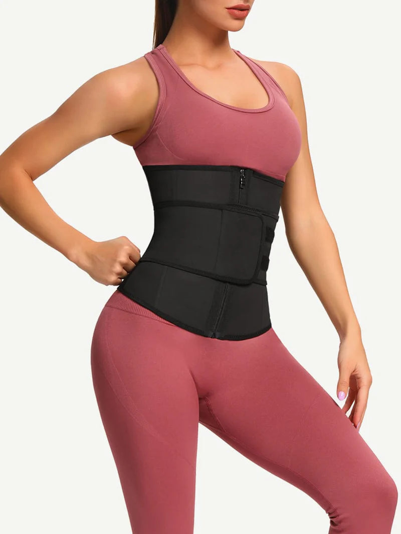 7 Steel Boned  Zipper Latex Waist Trainer with Adjustable Belt