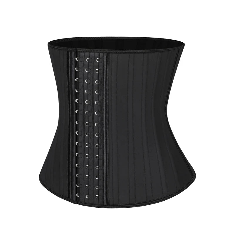 Black Latex Waist Training Corset 25 Steel Boned Waist Cincher